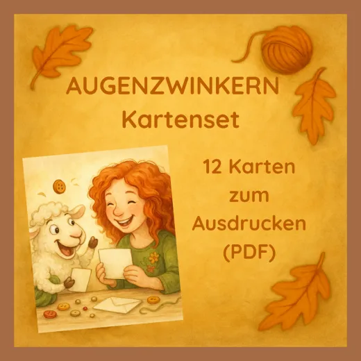 Filzland Kartenset „Augenzwinkern“ (PDF, 12 Karten zum Selbstausdrucken)