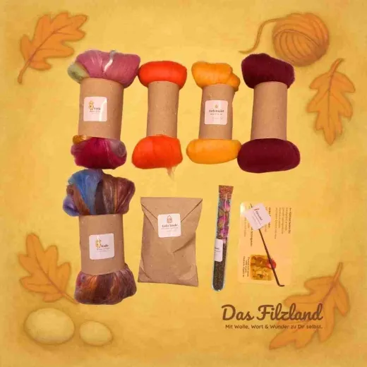 Regenbogenfädchen – Herzfaden | Materialbox zum freien Filzen