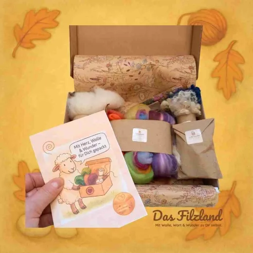 Illustration aus dem Filzland – Lydia und Wolly als leise Begleiter für dein kreatives Innehalten im Winter.