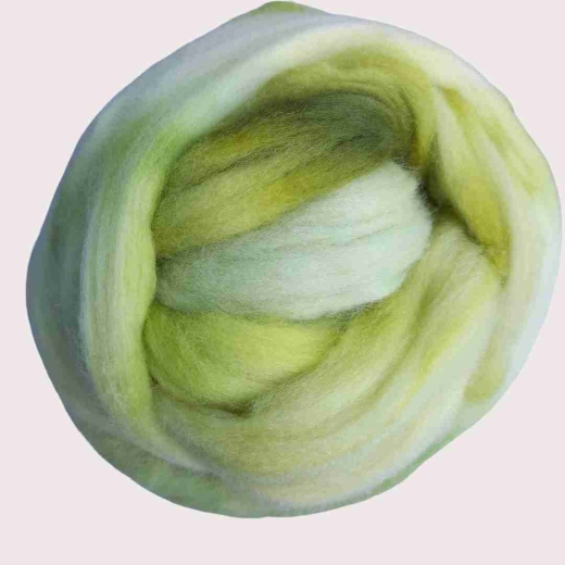 BM-9 Bio-Merinowolle „Frühlingswiese“ – handgefärbter Kammzug