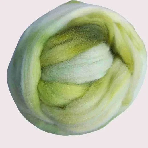 BM-9 Bio-Merinowolle „Frühlingswiese“ – handgefärbter Kammzug