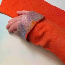 AS-13 Regenbogenland - Armstulpen ohne Daumenloch, orange,bunter Farbverlauf AS-13 Regenbogenland - Armstulpen ohne Daumenloch, orange,bunter Farbverlauf