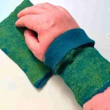 HS-9 Morgentau – Handstulpen ohne Daumenloch, Hellgrün,grün, blau