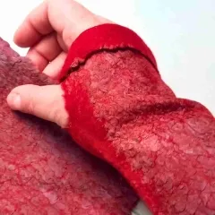HS-10 Herbstglühen – Handstulpen mit Daumenloch in Rot, braun, grau